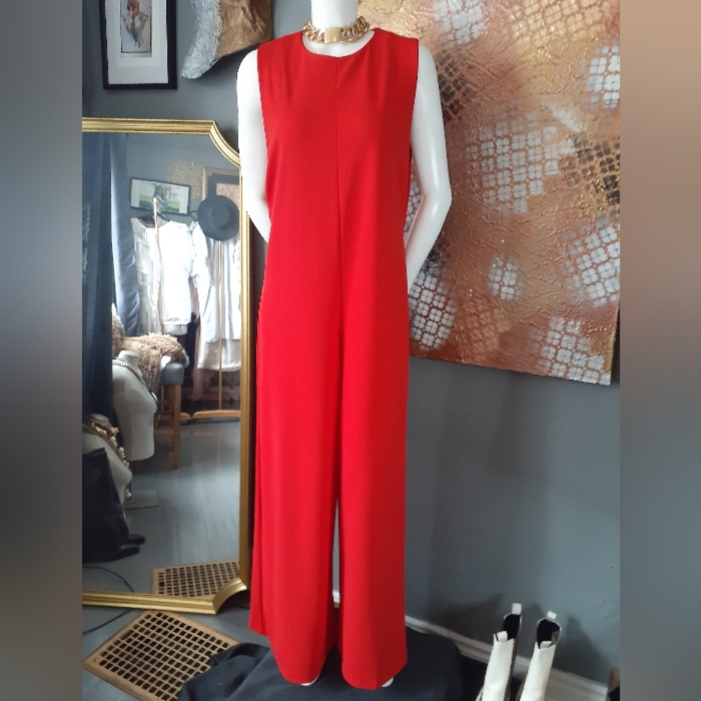 Zara Red Sleeveless Jumpsuit - Picture 3 of 16